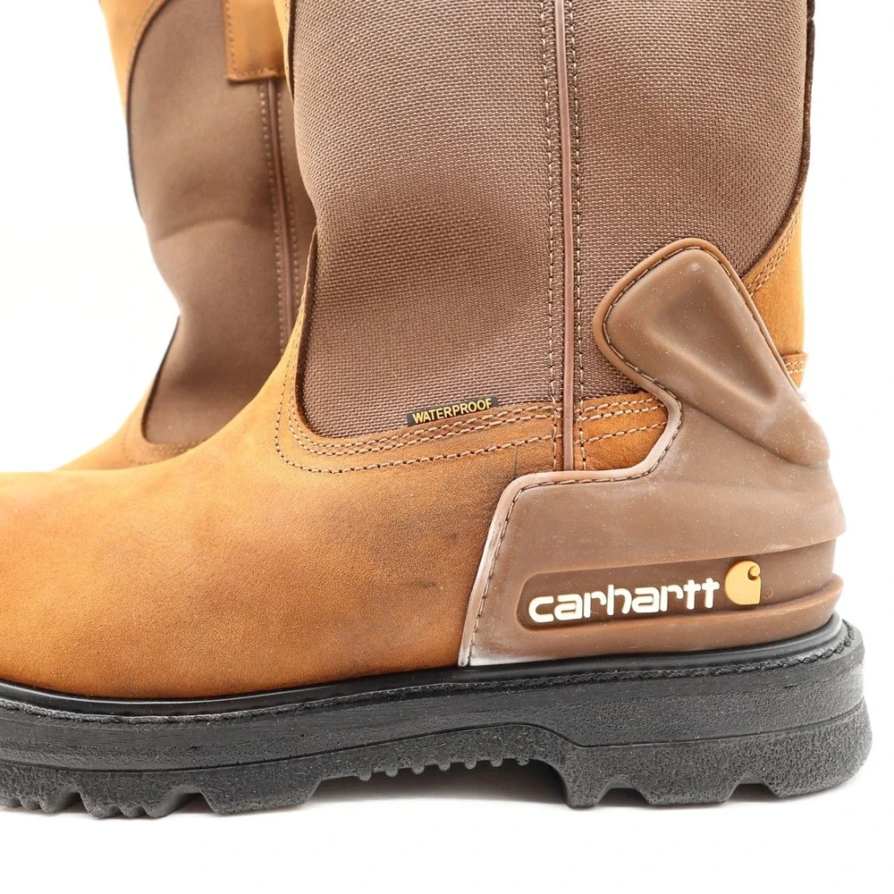 Carhartt Work Boots Mens 10.5 M Brown Leather Waterproof Wellington CMP1100 NIB